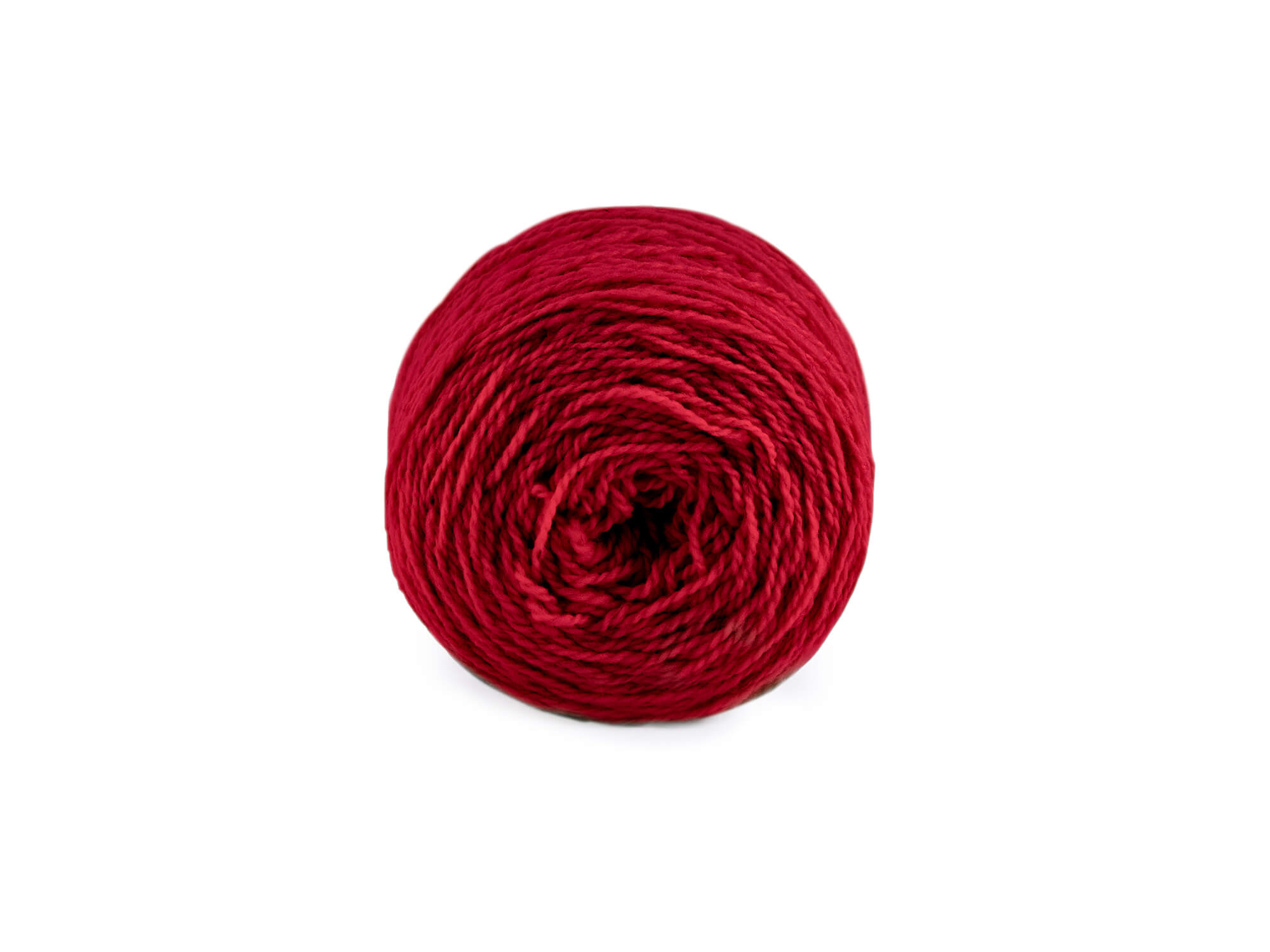 rote  Wolle, gewickelt, dicke Fadenstärke